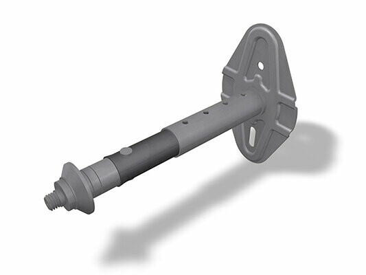 PREFA Rohrschellenhalter für WDVS, erhältlich in den Größen 100-180 mm und 180-260 mm, inklusive Dübel, Schraube und Abdeckkappe, ideal zur sicheren Befestigung von Rohrschellen.